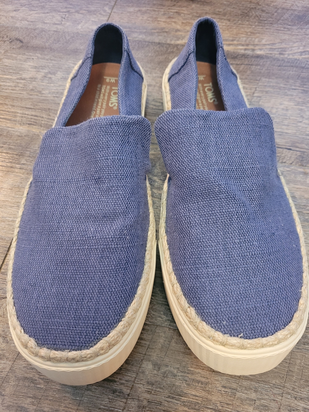 Toms Blue Canvas Classic Espadrille Womens 9W Slip on Shoes